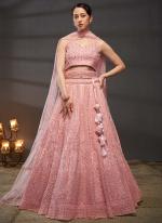 Net Pink Bridal Wear Sequins Work Lehenga Choli